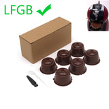 6Pcs fit for Dolce Gusto Coffee Capsules Reusable Coffee  Filters for Nescafe Refillable Coffee Pods with Spoon Brush