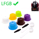 6Pcs fit for Dolce Gusto Coffee Capsules Reusable Coffee  Filters for Nescafe Refillable Coffee Pods with Spoon Brush