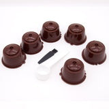 6Pcs fit for Dolce Gusto Coffee Capsules Reusable Coffee  Filters for Nescafe Refillable Coffee Pods with Spoon Brush