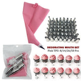 8/14/26/50 PCs Silicone Pastry Tips Kitchen DIY Cake Frosting Cream Decorating Tools Reusable Pastry Bag Stainless Steel Nozzle