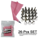 8/14/26/50 PCs Silicone Pastry Tips Kitchen DIY Cake Frosting Cream Decorating Tools Reusable Pastry Bag Stainless Steel Nozzle