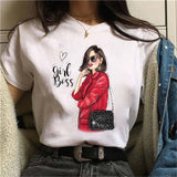 Maycaur Hot Sales Printed Female Tshirt Women Fashion Graphic Printed T-Shirt Harajuku Korean Style Short Sleeves Clothes Female