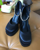 New Brand Women Sandals Summer Shoes Sexy Thick High Heels Platform Black Red Yellow Dress Party Wedding Shoes Woman Pumps