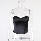 Beyouare Sexy Women Tube Tops Solid Sleeveless Slim Skinny Corset Cropped Top