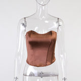 Beyouare Sexy Women Tube Tops Solid Sleeveless Slim Skinny Corset Cropped Top