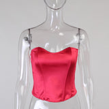 Beyouare Sexy Women Tube Tops Solid Sleeveless Slim Skinny Corset Cropped Top