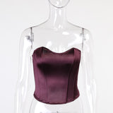 Beyouare Sexy Women Tube Tops Solid Sleeveless Slim Skinny Corset Cropped Top