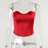 Beyouare Sexy Women Tube Tops Solid Sleeveless Slim Skinny Corset Cropped Top