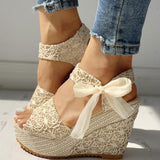 INS Hot Lace Leisure Women Wedges Heeled Women Shoes 2021 Summer Sandals Party Platform High Heels Shoes Woman