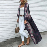 Bohemian Floral Printed Shirt Kimono ZANZEA Summer Beach Cardigan Women Open Front Long Sleeve Casual Blouse Vintage Long Tops
