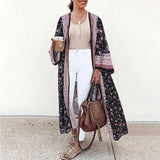 Bohemian Floral Printed Shirt Kimono ZANZEA Summer Beach Cardigan Women Open Front Long Sleeve Casual Blouse Vintage Long Tops