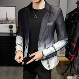 Plaid Blazer Fashion Business Casual Men's Slim Suit Jacket Large Size Casual Banquet Wedding Party Club Dress
