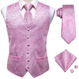 Hi-Tie 20 Color Silk Men Vests and Tie Business Formal Dresses Slim Vest