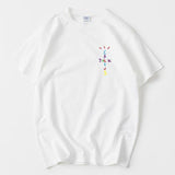 Rapper Travis Scott Cactus Jack Rainbow Alphabet Print T-Shirt Hip Hop Quality Cotton Short Sleeves Men Wome Oversized Tops