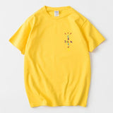 Rapper Travis Scott Cactus Jack Rainbow Alphabet Print T-Shirt Hip Hop Quality Cotton Short Sleeves Men Wome Oversized Tops
