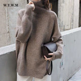 WYWM Turtle Neck Cashmere Sweater for Women Korean Style