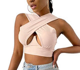 Women's Sexy Sleeveless Criss Cross Solid Color Tank Tops