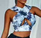 Women's Sexy Sleeveless Criss Cross Solid Color Tank Tops