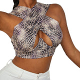 Women's Sexy Sleeveless Criss Cross Solid Color Tank Tops