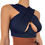 Women's Sexy Sleeveless Criss Cross Solid Color Tank Tops