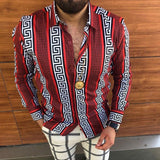 Men's Striped Casual Shirts Streetwear Slim Fit Black White Long Sleeve Shirt Tops Men Autumn Silk Satin Digital Printed Blouse