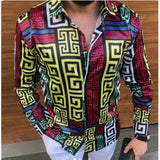 Men's Striped Casual Shirts Streetwear Slim Fit Black White Long Sleeve Shirt Tops Men Autumn Silk Satin Digital Printed Blouse