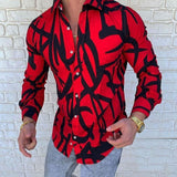 Men's Striped Casual Shirts Streetwear Slim Fit Black White Long Sleeve Shirt Tops Men Autumn Silk Satin Digital Printed Blouse