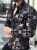 Male Blouse Hawaiian long sleeve cardigan blouses and button up Luxury man