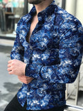 Male Blouse Hawaiian long sleeve cardigan blouses and button up Luxury man