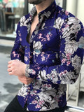 Male Blouse Hawaiian long sleeve cardigan blouses and button up Luxury man