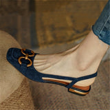 Elegant Office Ladies Shoes and Sandals with Square Heel Sandals Slip On