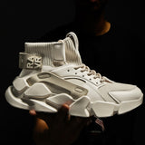 New High-top Beige Mens Sneakers Chunky Men Shoes Heighten Fashion Casual Plus Size Zapatillas Damping Tennis Shoes