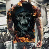 NEW Casual Skull Printed Oversized T Shirt For Men