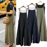 Women's Casual Loose Strap Jumpsuit with Wide Leg Pants-Dungaree Bib Overalls