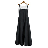 Women's Casual Loose Strap Jumpsuit with Wide Leg Pants-Dungaree Bib Overalls