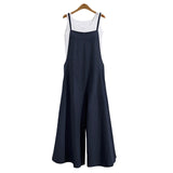 Women's Casual Loose Strap Jumpsuit with Wide Leg Pants-Dungaree Bib Overalls