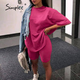 Simple Casual Solid Women's Two Piece Suits with Belt