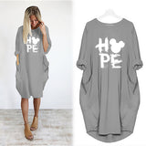 Mickey Mouse Dress for Women Casual Loose Midi Dresses Leopard Print Pocket Vintage Vestido Fall Maxi Clothes Kawaii Robe Femme