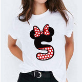Minnie Mouse Print T shirt Women Custom Name Letter Combination Womens High Quality T-shirt Disney Font A-Z Short Sleeve Tshirt