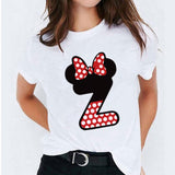 Minnie Mouse Print T shirt Women Custom Name Letter Combination Womens High Quality T-shirt Disney Font A-Z Short Sleeve Tshirt