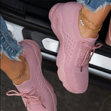 Women Sneakers Casual Shoes Comfortable Mesh Lace-Up Ladies Sport Shoes Wedges Chunky Womens Vulcanized Shoes Females Sneakers