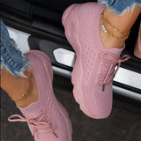 Women Sneakers Casual Shoes Comfortable Mesh Lace-Up Ladies Sport Shoes Wedges Chunky Womens Vulcanized Shoes Females Sneakers