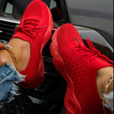 Women Sneakers Casual Shoes Comfortable Mesh Lace-Up Ladies Sport Shoes Wedges Chunky Womens Vulcanized Shoes Females Sneakers