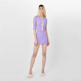 FQLWL Night Club Purple White Tassel Lace Dresses Bandage Pink Summer Bodycon Mesh Dress Women