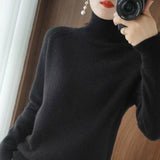 Women Turtleneck Cashmere Sweater Autumn Winter Sloid Color Knitted Jumper Female Casual Basic Bottoming Pullover Sweaters 2021
