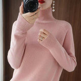 Women Turtleneck Cashmere Sweater Autumn Winter Sloid Color Knitted Jumper Female Casual Basic Bottoming Pullover Sweaters 2021