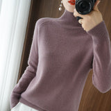 Women Turtleneck Cashmere Sweater Autumn Winter Sloid Color Knitted Jumper Female Casual Basic Bottoming Pullover Sweaters 2021