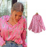women satin blouse long sleeve zebra print shirts vintage