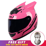 Motorcycle Helmet Women Moto Ear Helmet Personality Full Face Motorbike Helmet Motocross Capacete Casque Moto Helmet Black