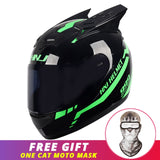 Motorcycle Helmet Women Moto Ear Helmet Personality Full Face Motorbike Helmet Motocross Capacete Casque Moto Helmet Black